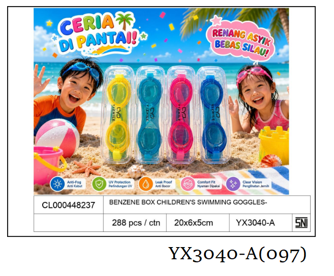 Kacamata Renang Anak Box Yizhile 1 Inner 72 Pcs Ktg Opp @288