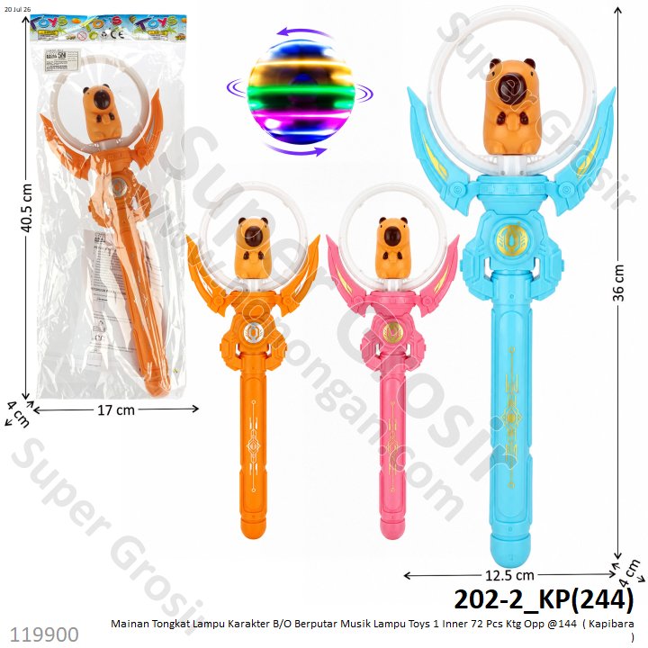 Mainan Tongkat Lampu Karakter B/O Berputar Musik Lampu Toys 1 Inner 72 Pcs Ktg Opp @144