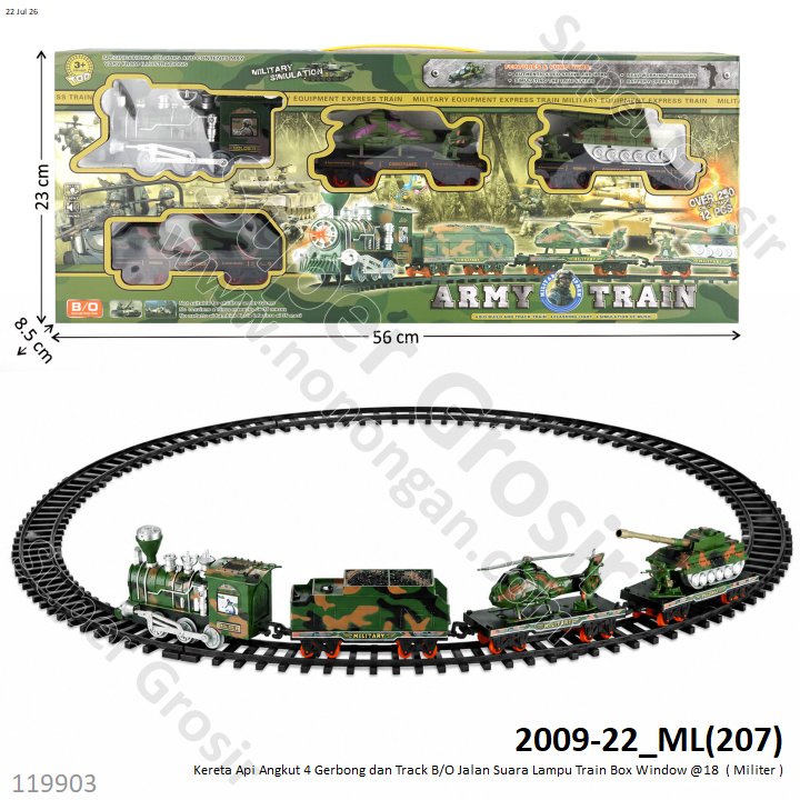 Kereta Api Angkut 4 Gerbong dan Track B/O Jalan Suara Lampu Train Box Window @18