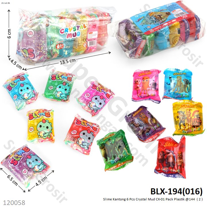 Slime Kantong 6 Pcs Crystal Mud CX-01 Pack Plastik @144