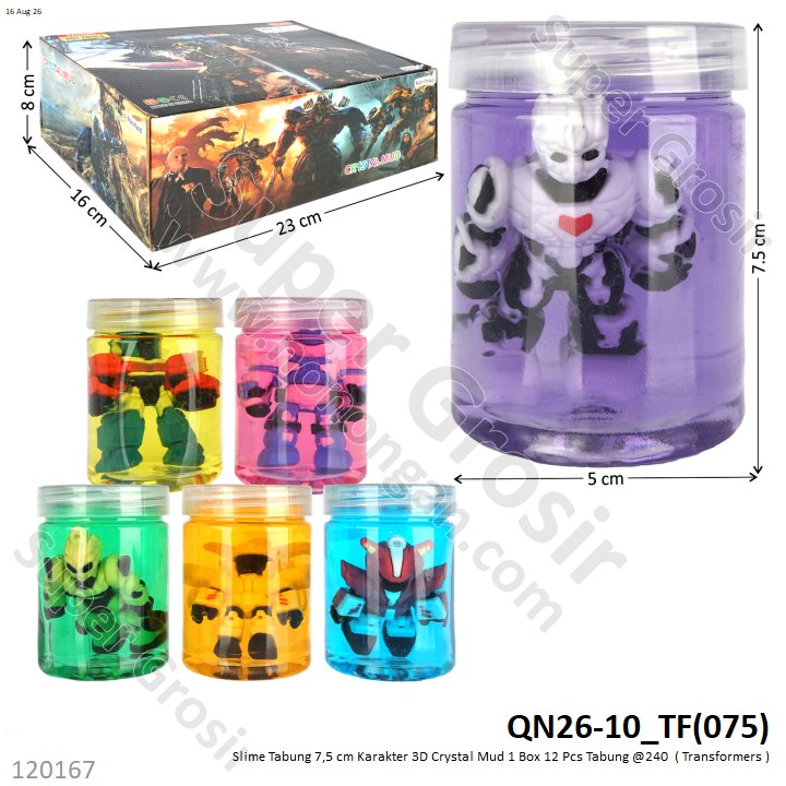 Slime Tabung 7,5 cm Karakter 3D Crystal Mud 1 Box 12 Pcs Tabung @240