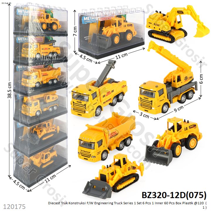 Diecast Truk Konstruksi F/W Engineering Truck Series 1 Set 6 Pcs 1 Inner 60 Pcs Box Plastik @120