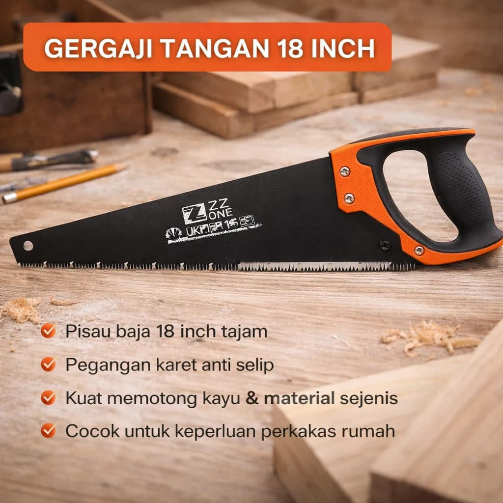 Gergaji Orange Gagang Karet 18 Inch ZZ One EP-30317 1 Inner 10 Pcs Sarung Kertas @0