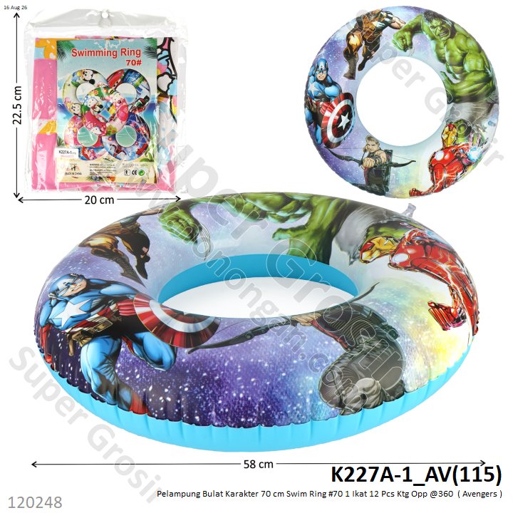 Pelampung Bulat Karakter 70 cm Swim Ring #70 1 Ikat 12 Pcs Ktg Opp @360