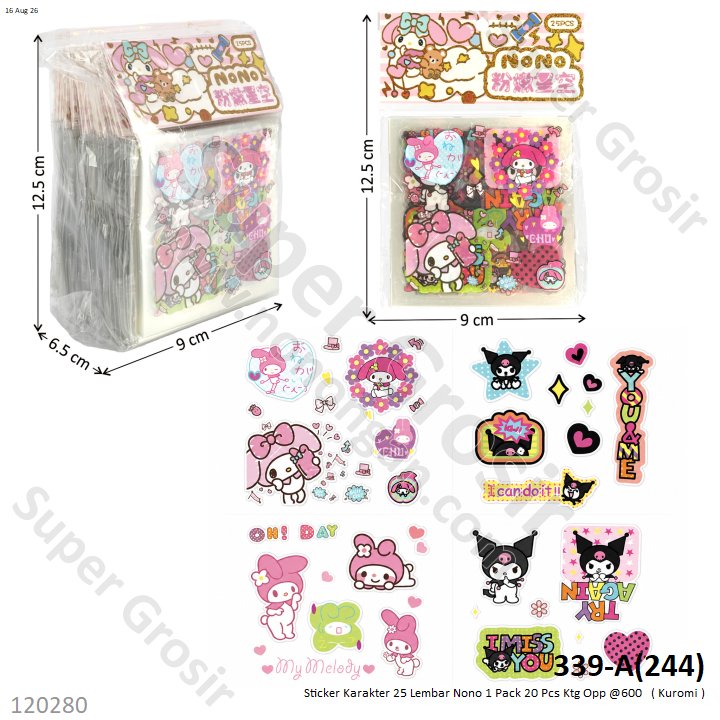 Sticker Karakter 25 Lembar Nono 1 Pack 20 Pcs Ktg Opp @600 