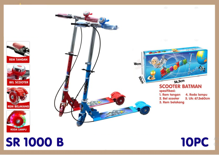 Scooter Roda 3 Roda Nyala Rem Tangan Gambar Karakter Scooter Box @10