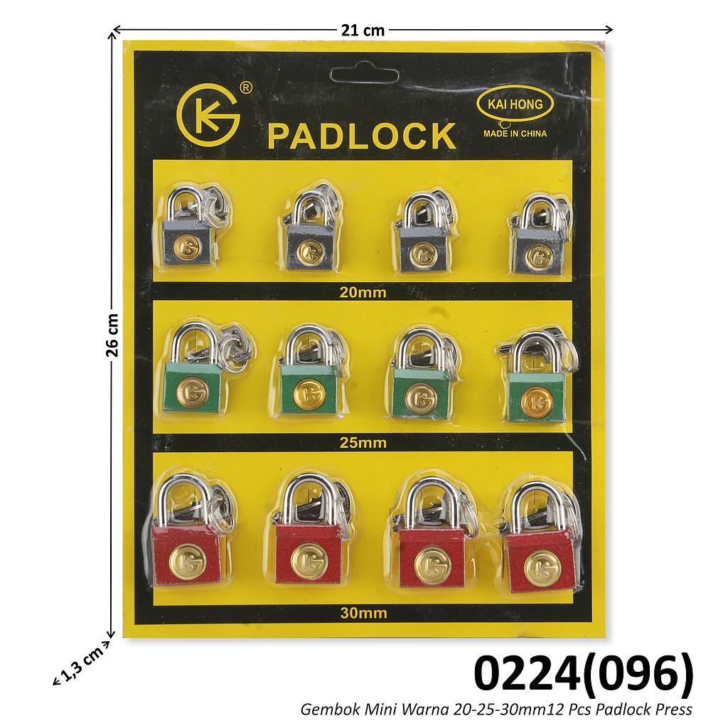 Gembok Mini Warna 20-25-30 mm 12 Pcs Padlock Press @50