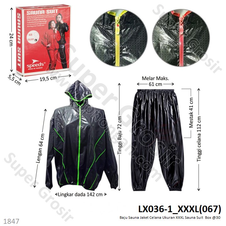 Baju Sauna Jaket Celana Sauna Suit Speed XXXL @30