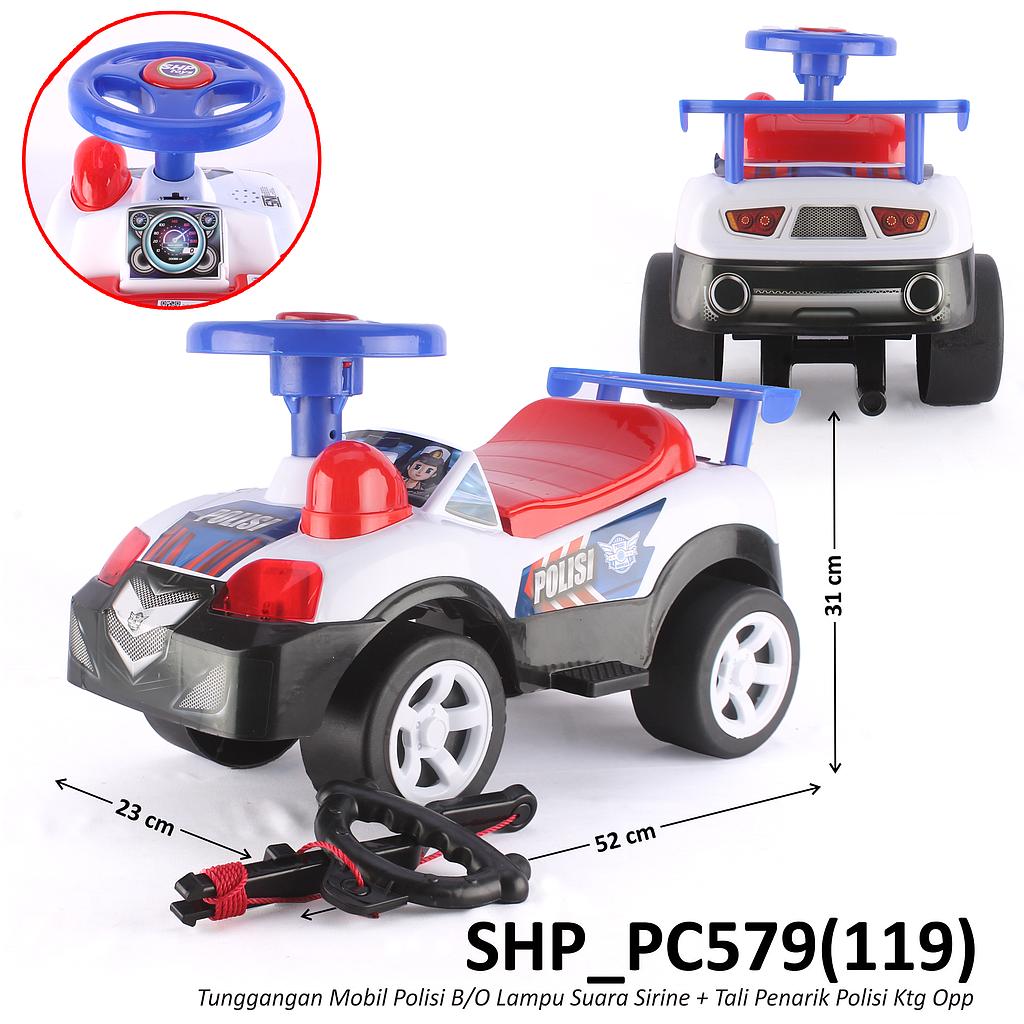 Tunggangan Dorong Mobil Polisi B/O Lampu Suara Sirine Klakson + Tali Penarik Polisi Ktg Opp @6