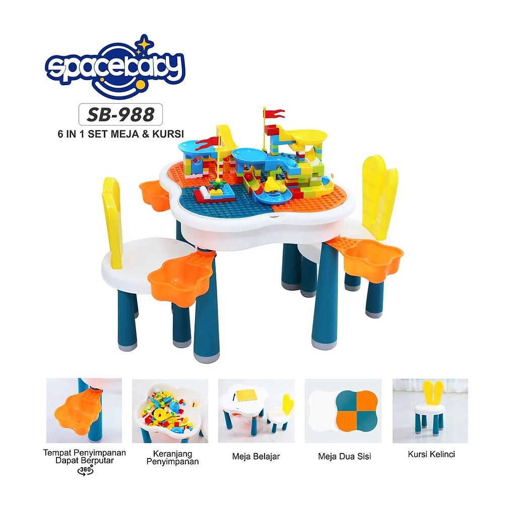 Meja Block 6 In 1 + Kursi dan Block Table Multifunction Box @5