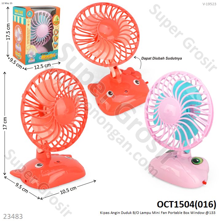 Kipas Angin Duduk B/O Lampu Mini Fan Portable Box Window @133