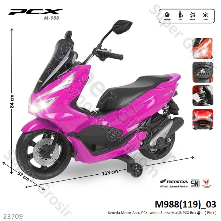 Tunggangan Sepeda Motor Aki PCX Suara Musik Lampu Box @1