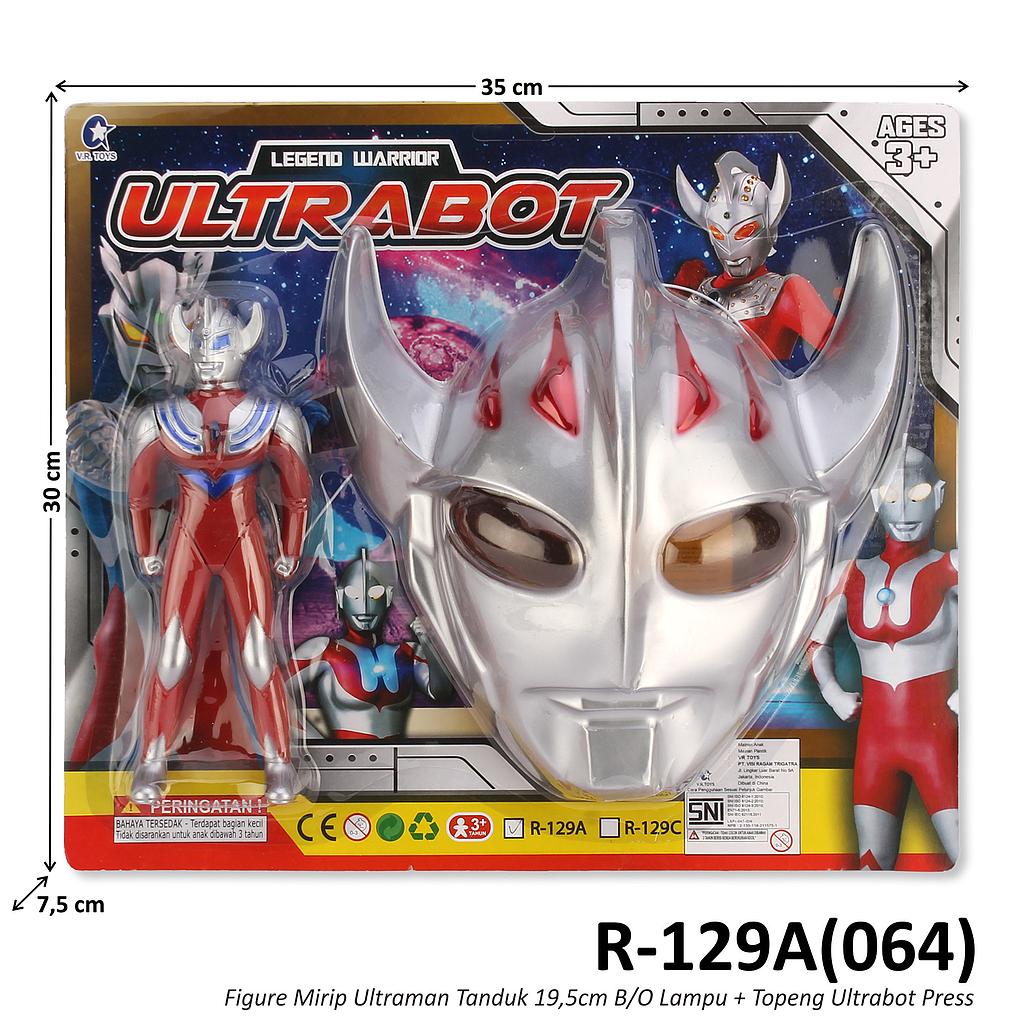 Topeng Ultraman Tanduk + Figure 20 cm B/O Lampu Ultrabot Press @72