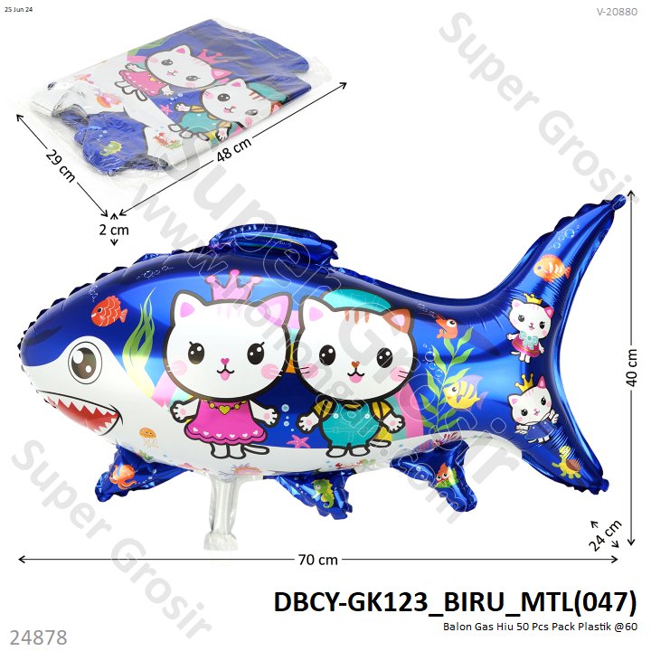 Balon Gas Hiu Angel Cat 50 Pcs 2 Warna Pack Plastik @60