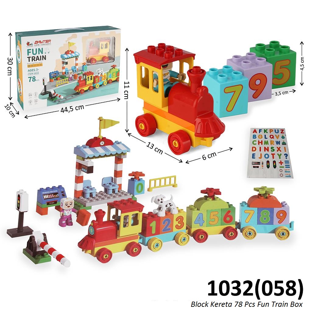 Block Kereta Api 78 Pcs Fun Train Box Window @16