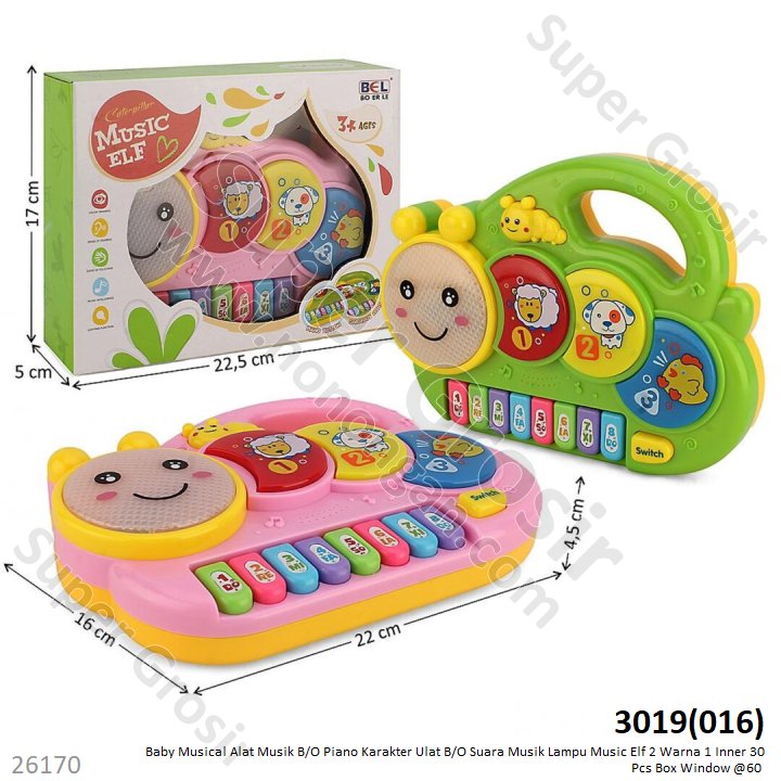 Baby Musical Piano Hewan B/O Musik Suara Lampu Music Elf 1 Inner 30 Pcs Box Window @60