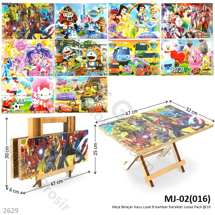 Meja Belajar Kayu Lipat B Gambar Karakter Loose Pack @10