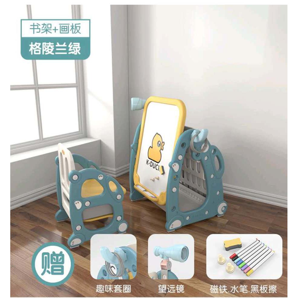 Rak Buku Anak 2 In 1 + Papan Tulis Magnet dan Kursi + Acc Box @1