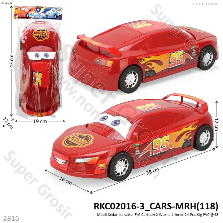 Mobil Sedan Karakter F/C Cartoon 2 Warna 1 Inner 24 Pcs Ktg PVC @48
