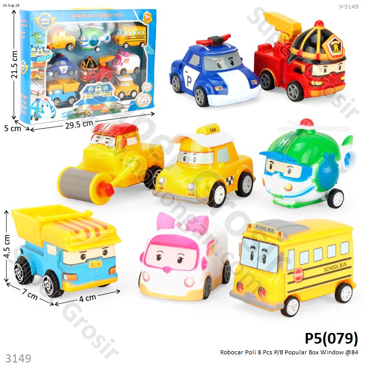 Mobil Robocar Poli 8 Pcs P/B Popular Box Window @84