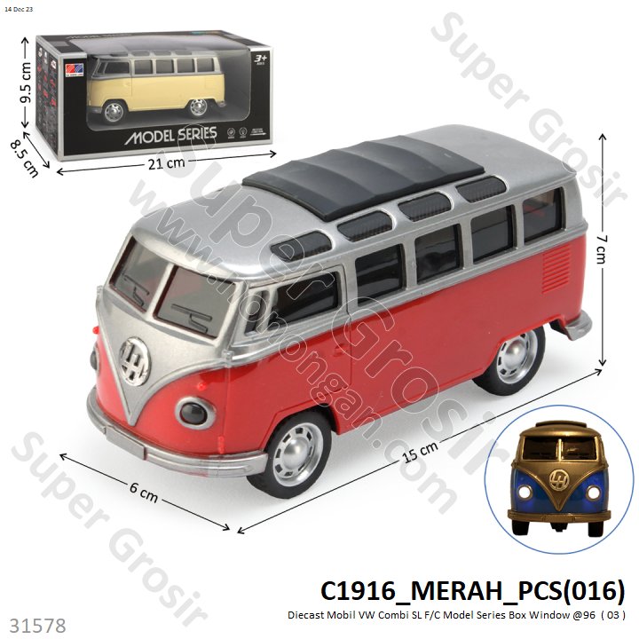 Diecast VW Combi SL F/C Model Series 4 Warna Box Window @96