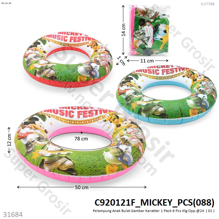 Pelampung Bulat Karakter D 50 cm LD 80 cm 1 Pack 3 Pcs Loose Pack @24