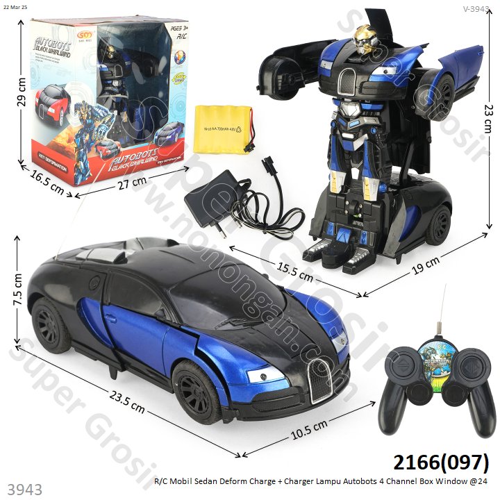 R/C Mobil Sedan Deform Charge + Charger Lampu Autobots 4 Channel Box Window @24