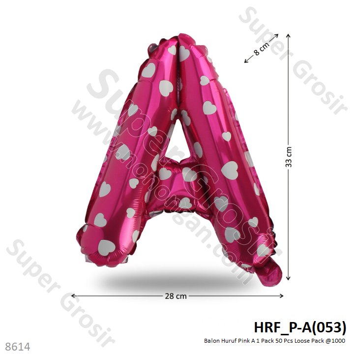 Balon Foil Huruf Pink 1 Pack 50 Pcs Loose Pack @1000
