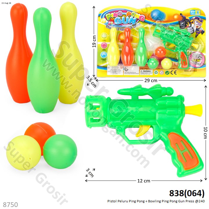 Pistol Peluru Bola Ping Pong Set Pin Bowling P/S Ping Pong Gun Press @240