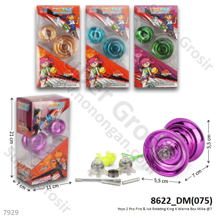 Yoyo Mangkok Metal 2 Pcs Fire &amp; Ice Rotating King Box Mika @72