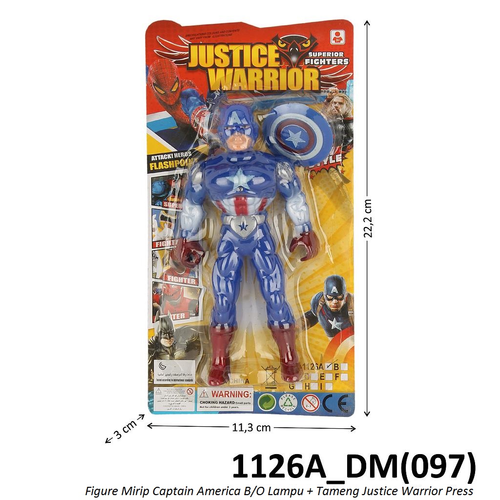 Action Figure Captain America Tameng B/O Lampu Justice Warrior Press @720