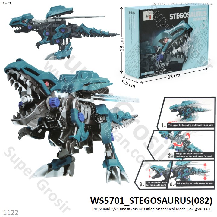 Robot Dinosaurus DIY B/O Jalan Mechanical Model Box @30