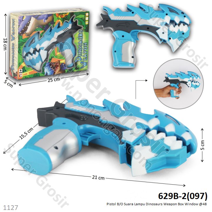 Pistol Robot Dinosaurus B/O Suara Lampu Dinosaurs Weapon Box Window @48