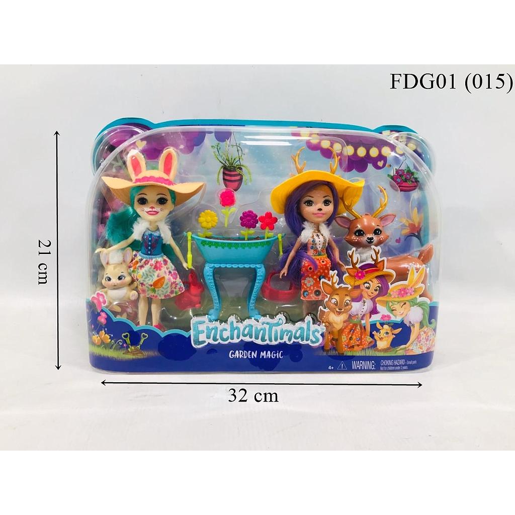Boneka Enchantimals 2 Pcs Set Hewan + Acc Garden Magic Press @3