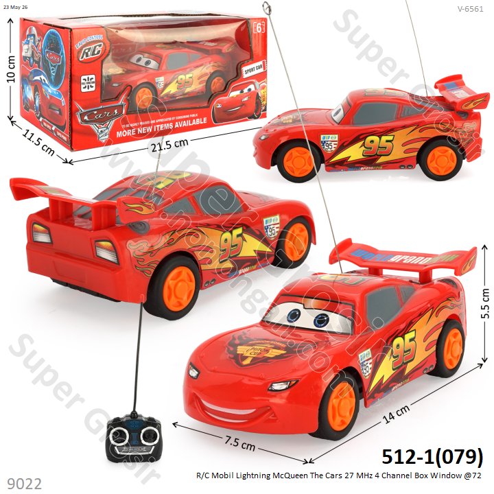 R/C Mobil Lightning McQueen The Cars 27 MHz 4 Channel Box Window @72
