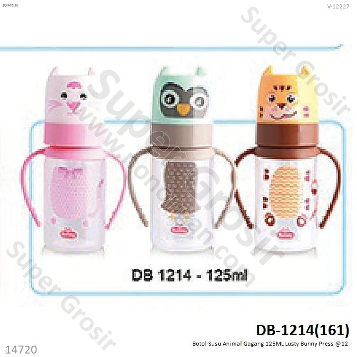 Botol Susu Animal Gagang 125ML Lusty Bunny Press @12