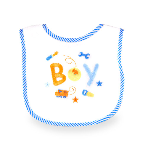 Baby Bib With Embroidery, Boy - 1014
