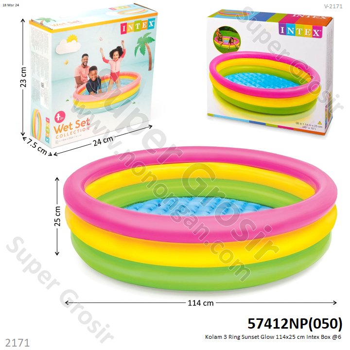 Kolam Renang Anak Sunset Glow 3 Ring 114x25 cm Intex Wet Set Box @6