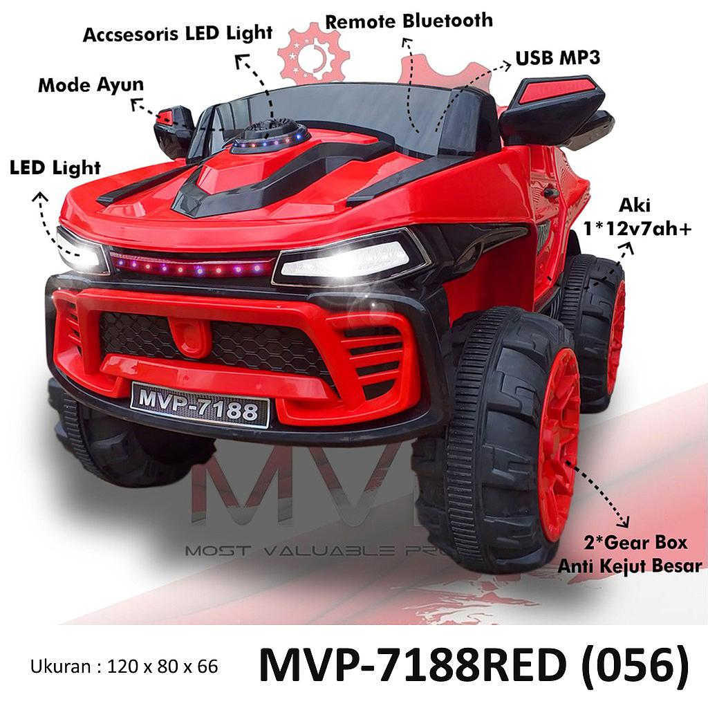 Mobil Aki Jeep Goliath Merah Musik Lagu Suara Lampu + Remote Box @1
