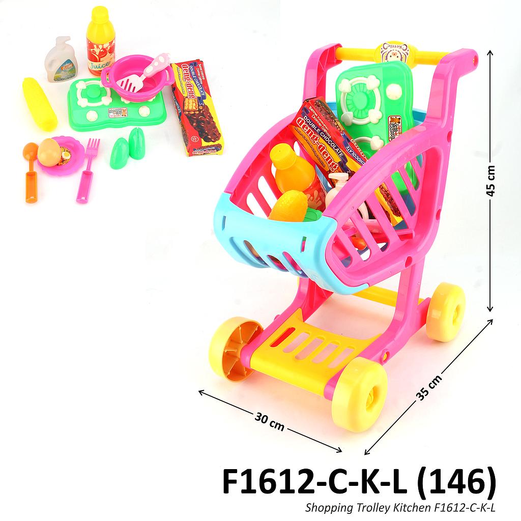 Trolley Belanja Isi Cooking Set dan Barang Belanjaan Happy Shopping Trolly Ktg Opp @12