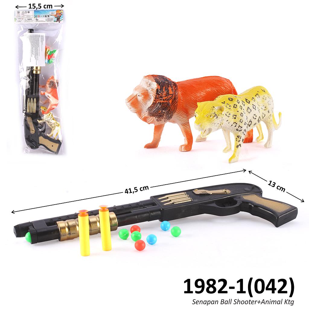 Senapan Shotgun Peluru Gabus  2 In 1 Peluru Pingpong + Animal 2 Pcs Ball Shooter Ktg Opp @240