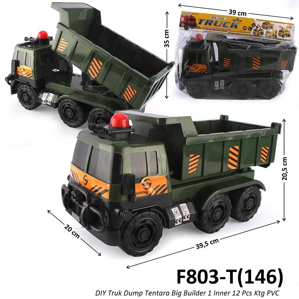 Truk Tentara Dump Tronton DIY Big Builder 1 Inner 12 Pcs Ktg PVC @24