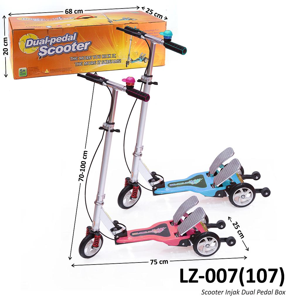 Scooter Injak Dual Pedal Besi Rem Tangan + Bel 2 Warna Box @2