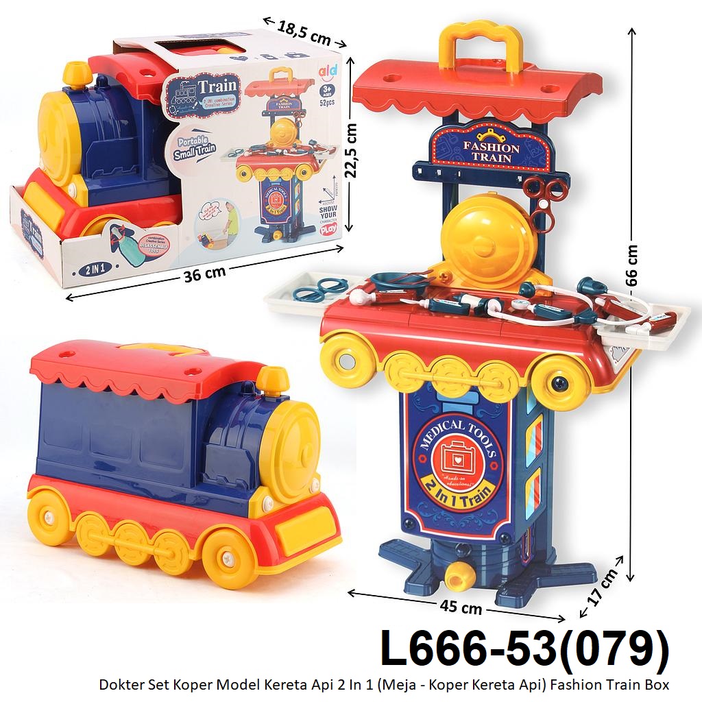 Dokter Set Koper Bentuk Kereta Api 2 In 1 (Meja - Koper) Fashion Train Box @16