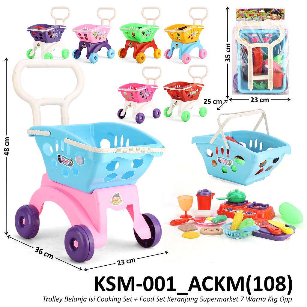 Trolley Belanja Isi Cooking Set dan Food Set Keranjang Supermarket Ktg Opp @12