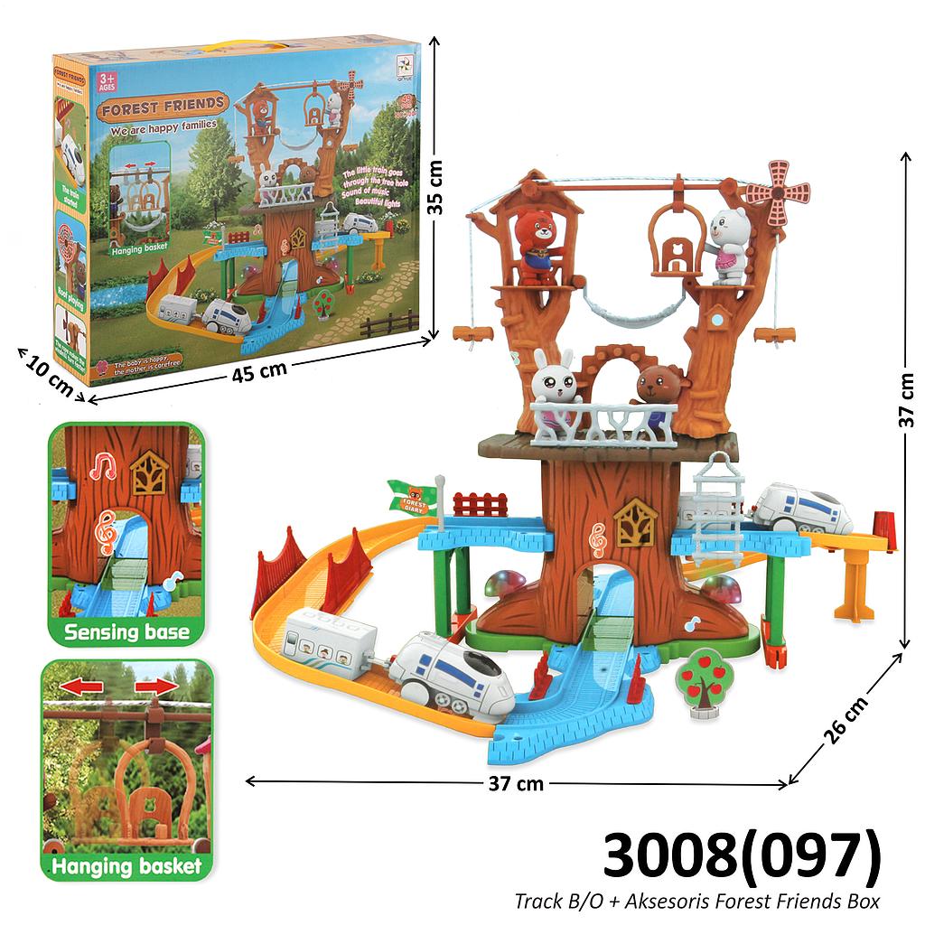 Kereta Api B/O Jalan Suara Musik Lampu + Track Hutan Forest Friends Box @18