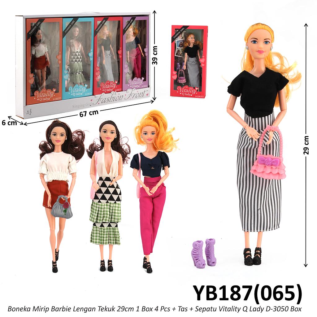 Boneka Barbie Set 4 Pcs Lengan Tekuk + Tas dan Sepatu Vitality Q Lady D-3050 Box Windows (Box) @22