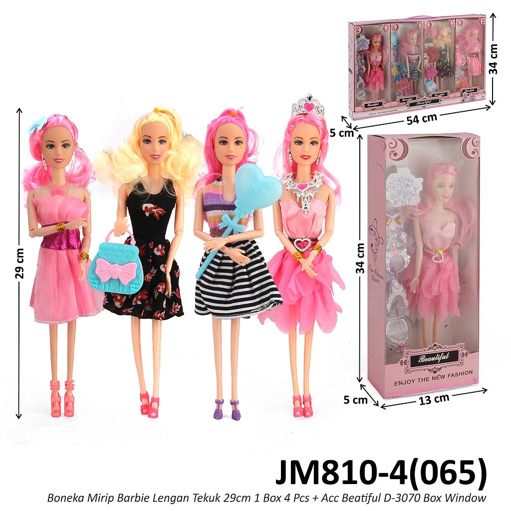 Boneka Barbie Set 4 Pcs + Acc Body Padat Lengan Tekuk Beautiful D-3070 Box Window @36