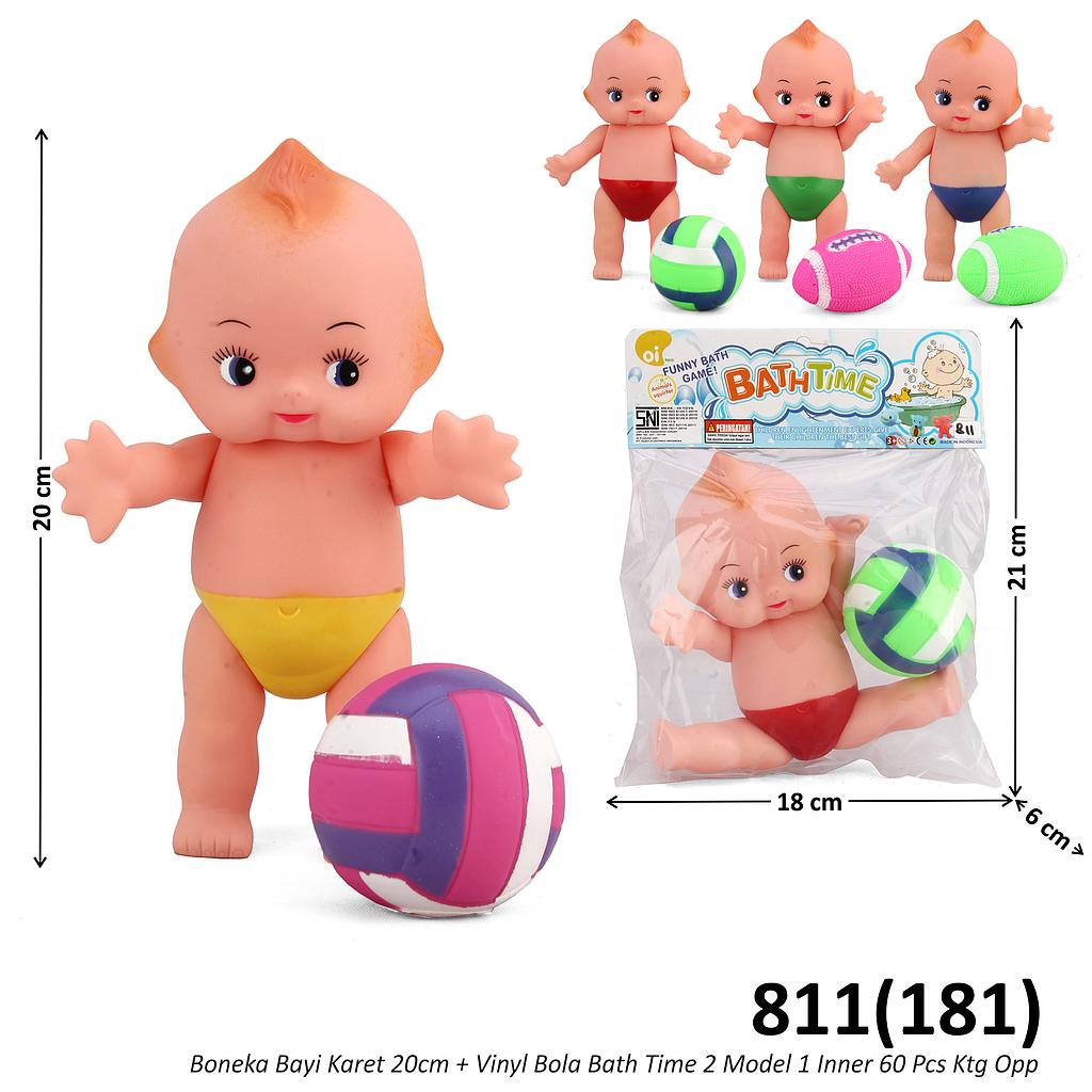 Vinyl Boneka Bayi Set Bola 20 cm Bath Time 2 Model 1 Inner 60 Pcs Ktg Opp @120