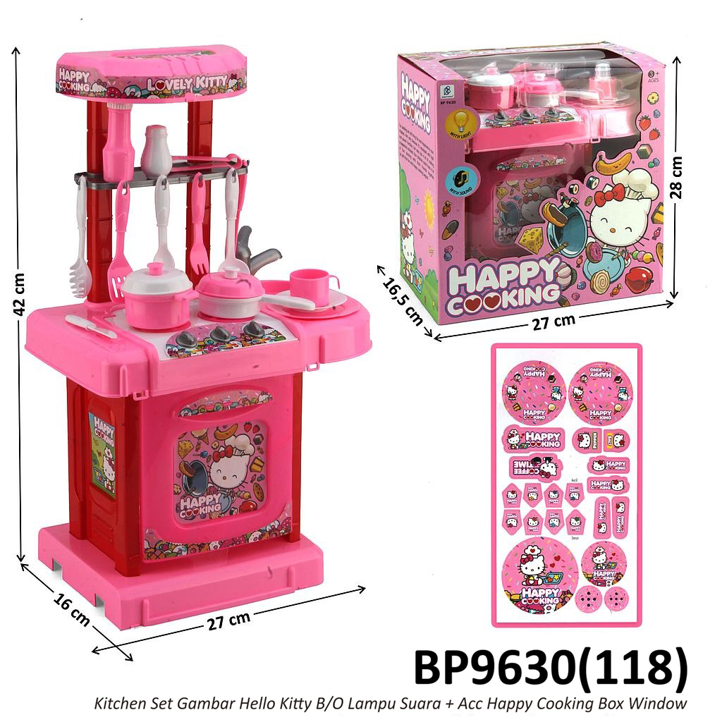 Kitchen Set Hello Kitty B/O Suara Lampu Happy Cooking Box Window @24